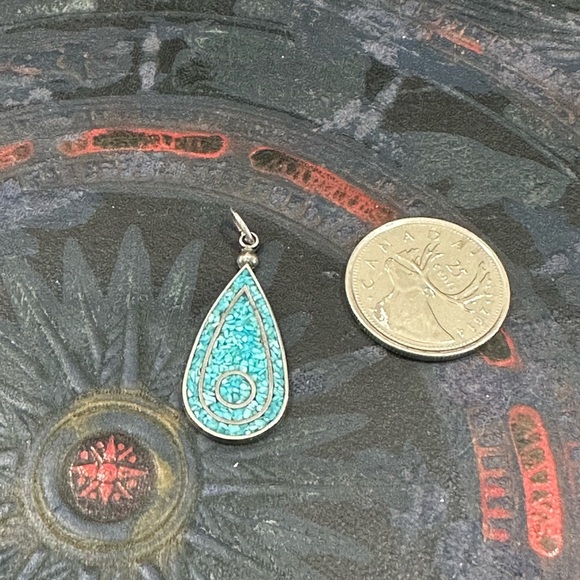 VINTAGE sterling silver teardrop pendant - Picture 2 of 7